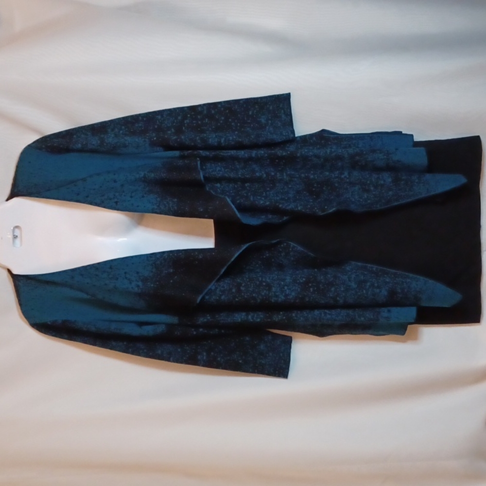 Jones Studios Women's Teal & Black Open Front Cardigan. Size XS